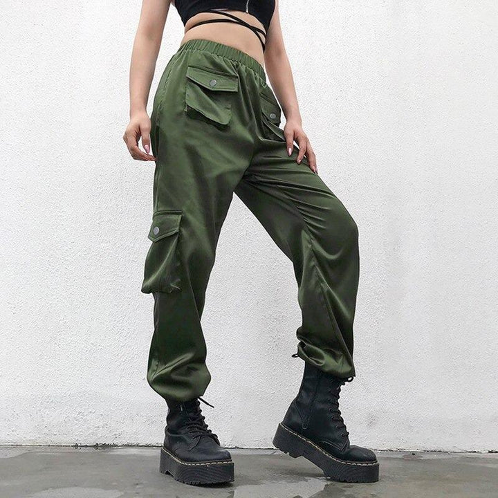 Satin Front Pocket Pants - Cargo Chic