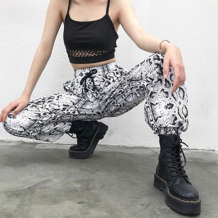 Snake Print Sweat Pants - Cargo Chic